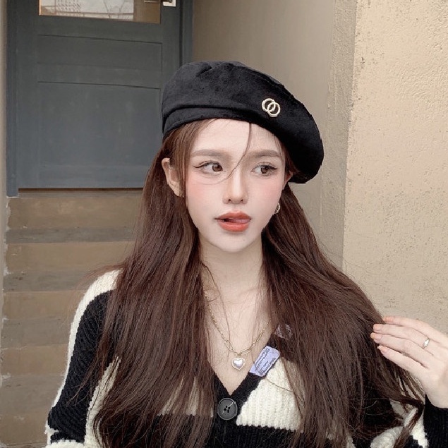 Mũ/ nón nồi nhung phong cách Hàn Quốc