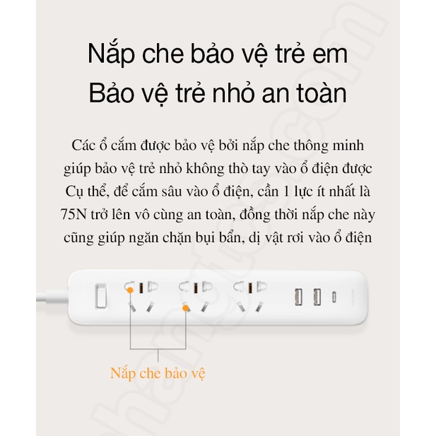 Ổ cắm điện tích hợp sạc nhanh 20W 2A1C Xiaomi Power Strip XMCXB05QM