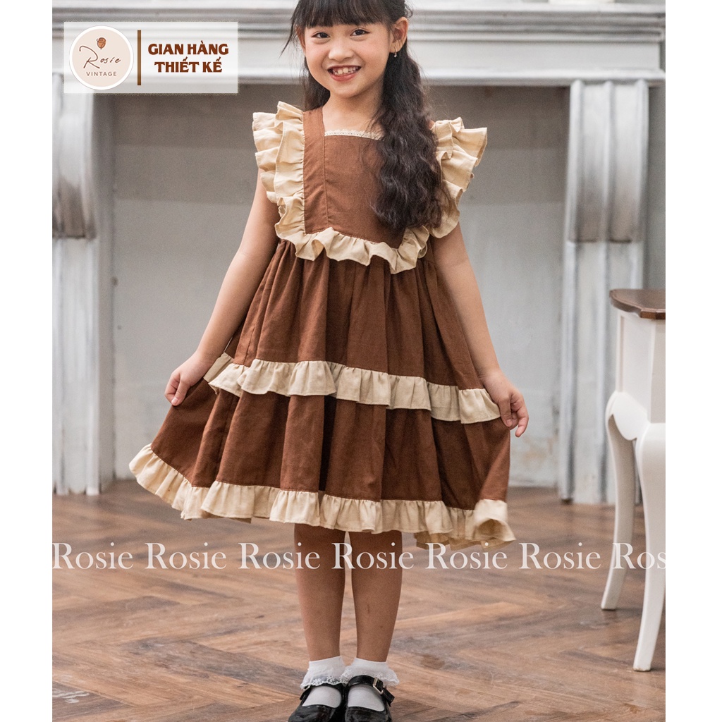 Váy thu 2 tầng ngắn tay Rosie V35, mix với áo dài tay cực dễ thương và sang trọng cho bé gái từ 9-38kg