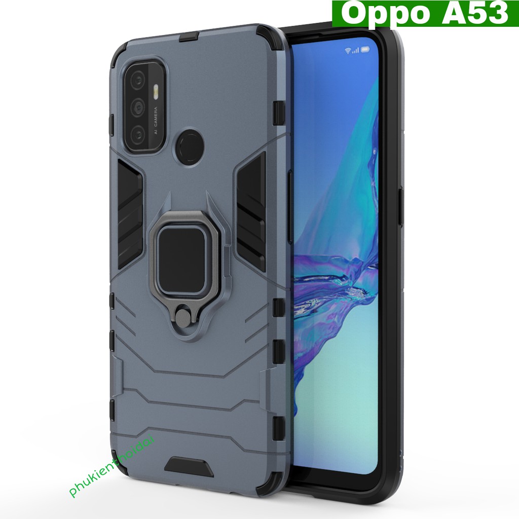 Ốp lưng Oppo A53 / A54 4G / A74 4G Iron Man Iring chống sốc va đập mạnh giá đỡ mặt lưng xem phim