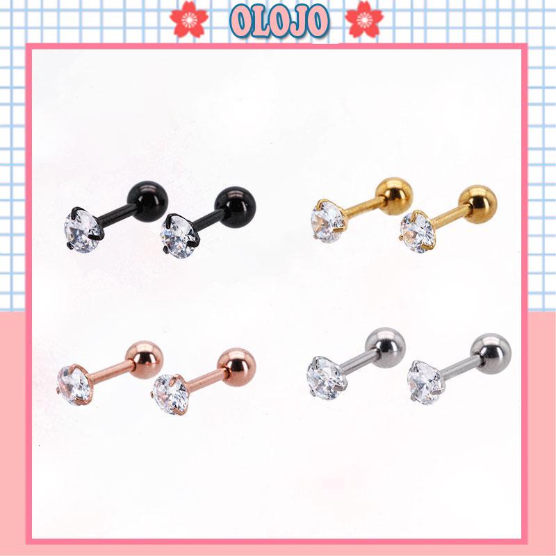 Bông Tai Đính Đá Zircon Bằng Thép Siêu Sáng