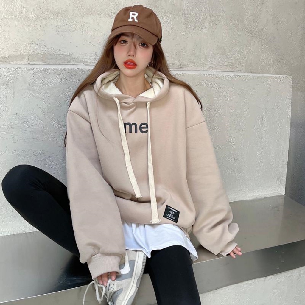 Áo hoodie nỉ vintage form rộng tay dài ME - GENZOO