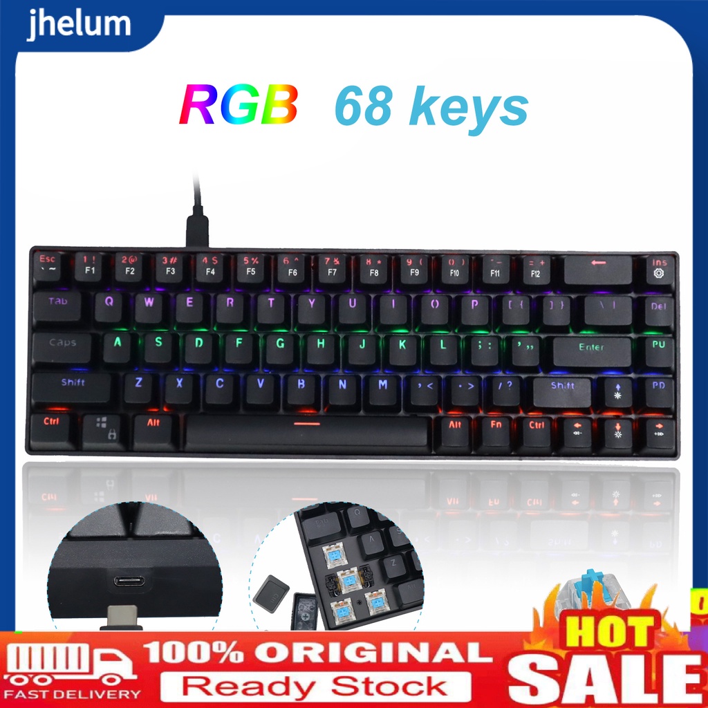 Bàn Phím Cơ DK68 68 Phím Type-C Mini Có Dây Chống Nước