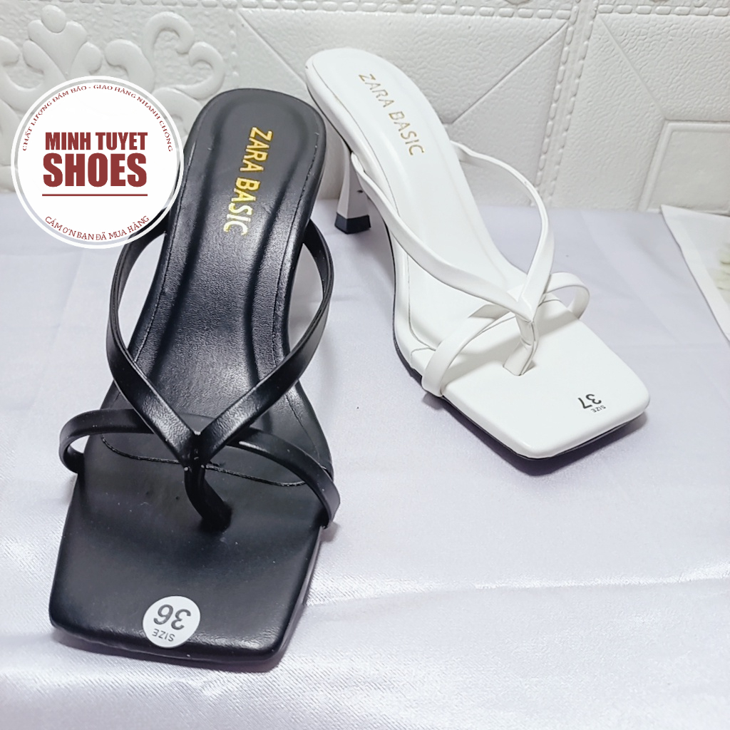 GIÀY NỮ MINHTUYETSHOES CAO GÓT KẸP NGÓN QUAI CHÉO MẢNH -GUỐC NỮ XỎ NGÓN MŨI VUÔNG MÃ GOTTRU