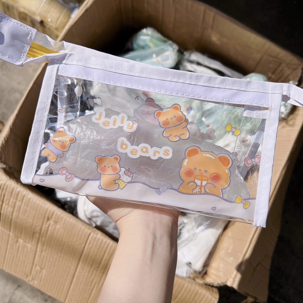Túi Đựng Bút Trong Suốt In Họa Tiết Dễ Thương kích thước 20x12cm, Giao hình ngẫu nhiên