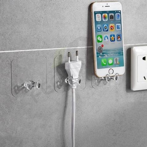 6pcs Móc Lưu Trữ Keo Dán Tường, Giá đỡ ổ Cắm điện Không Cần đục Lỗ, Móc Treo Tường Dính