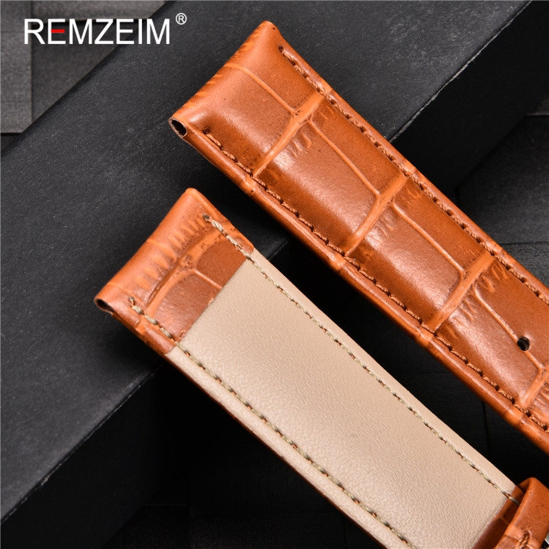 Luxury Handmade Watch Band 22mm 24mm Genuine Cow Leather Watch Strap With Butterfly Buckle Bracelet Watchbands