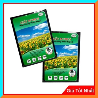 Giấy In Ảnh Mạnh Hưng A4 ĐL135gsm, Bóng 1 Mặt (100 tờ)-Chất Lượng Ảnh In Cao, Màu Sắc Rõ Nét Không Nhòe Mực