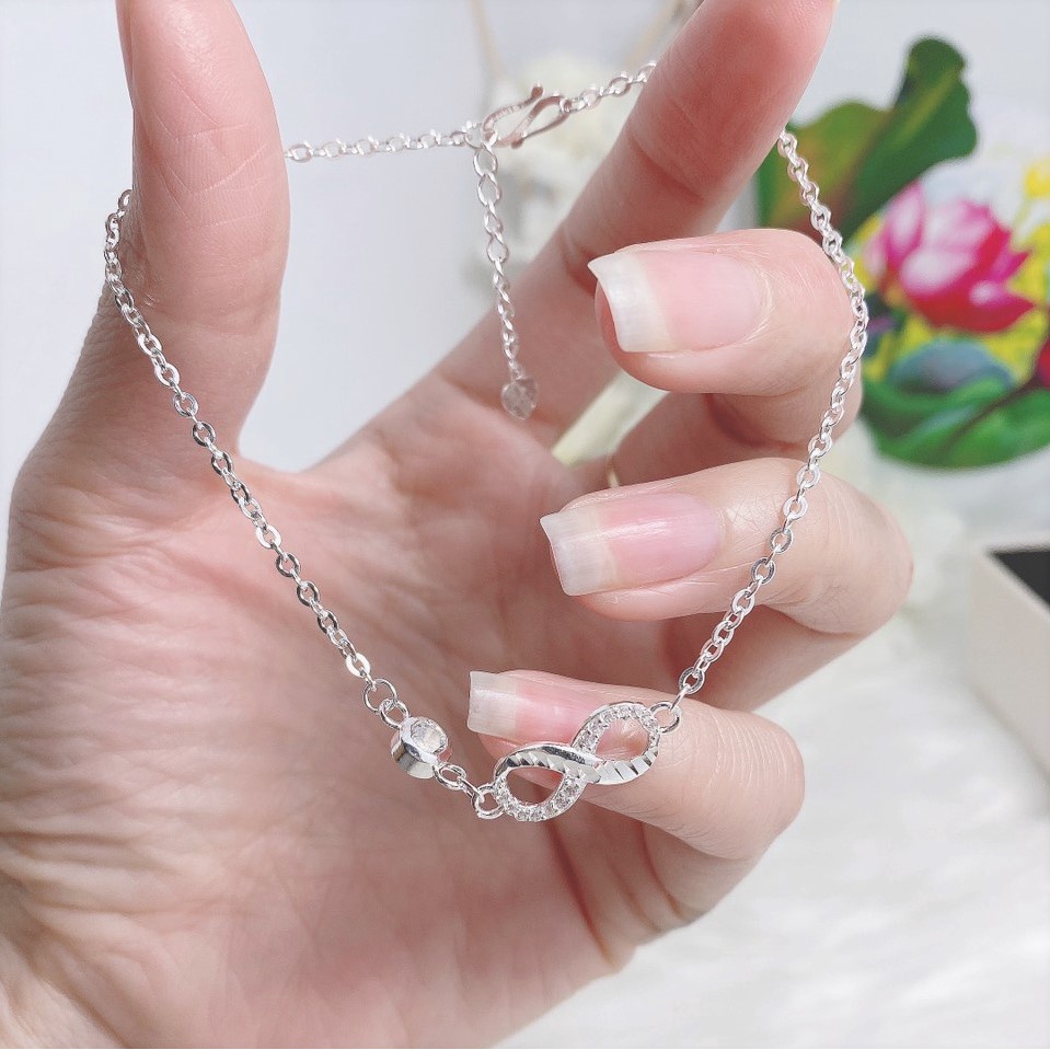 Lắc tay bạc nữ mặt hình vô cực, vòng tay chất liệu bạc ta cao cấp - Trang sức bạc Evasilver