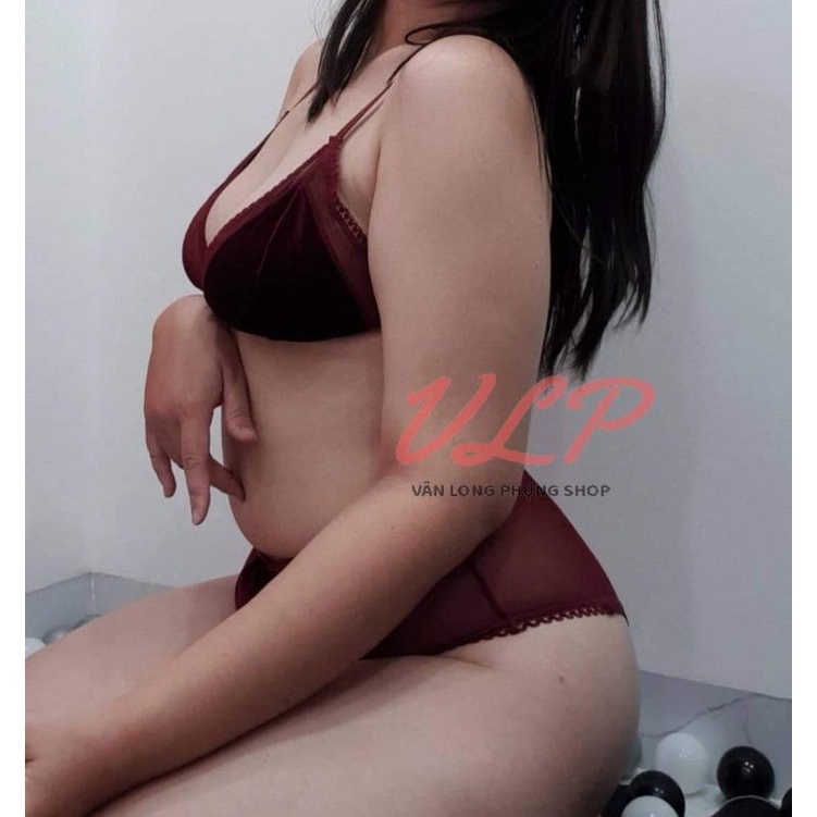 [BIGSIZE_80KG]_NY11_Set nội y nhung đỏ mềm mịn bigsize