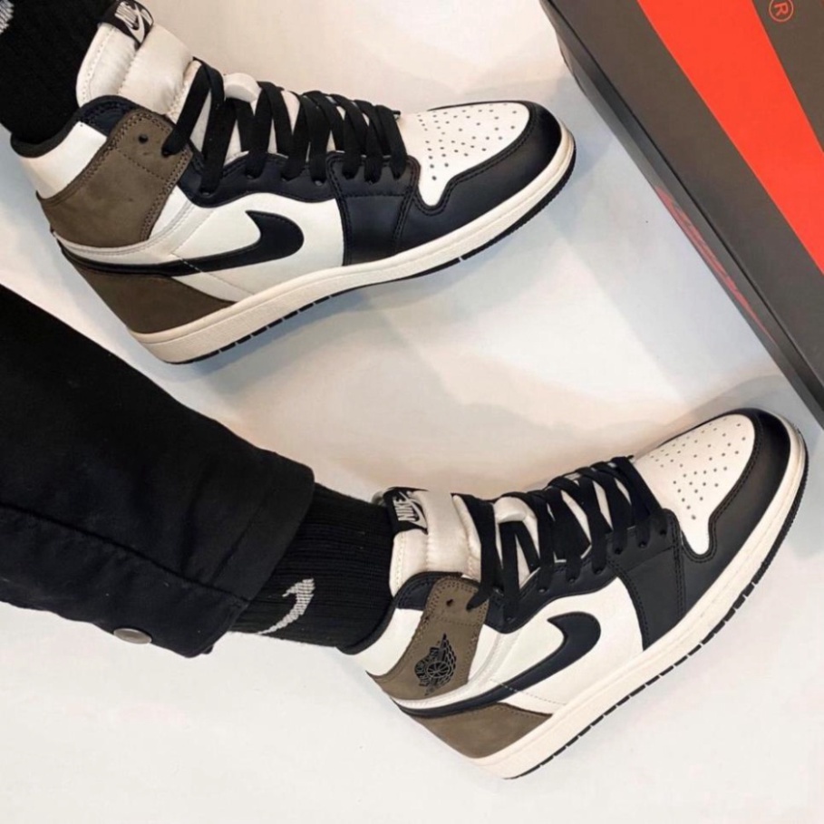 Giày jordan 𝐜ổ 𝐜𝐚𝐨 ⚡️𝐅𝐑𝐄𝐄 𝐒𝐇𝐈𝐏⚡️ Giày jordan Nâu đen cổ cao hàng cao cấp nam nữ full box TẶNG Keo Dán Giày S