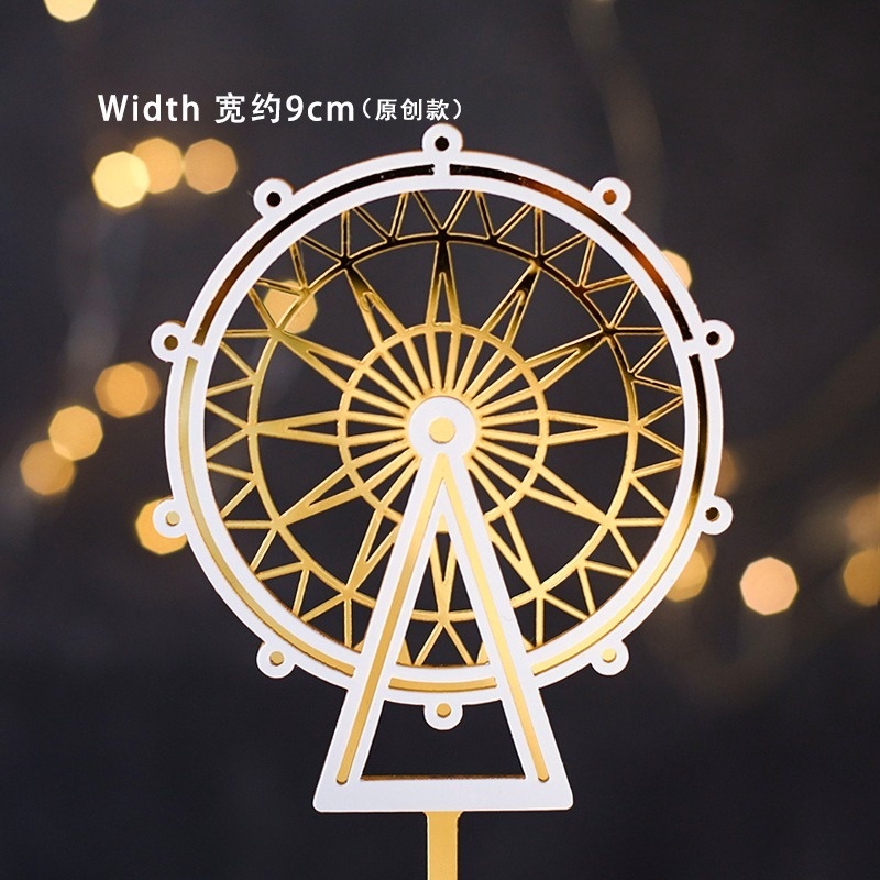 Vòng Đu Quay Trang Trí Bánh Kem Hình Lâu Đài Màu Vàng