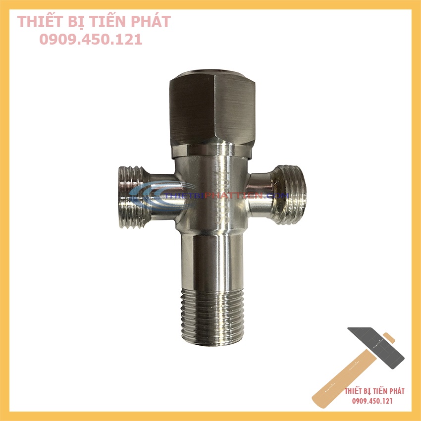 Van T Cầu Chia Nước Inox 304 Phi 21mm Van Mở Khóa Giảm Được Áp Lực Nước Cao Cấp