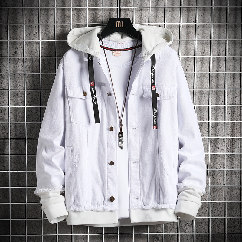 Jacket Jeans Men‘s Stitching Fashion Jacket Hooded Jacket JK1200