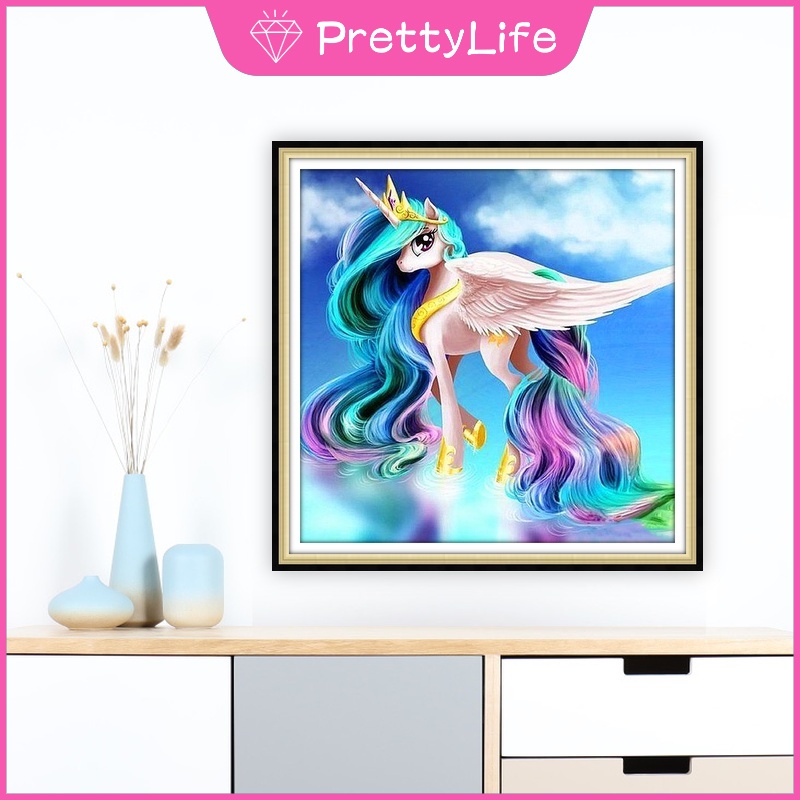 Bộ Tranh Đính Đá 5D Tự Làm 30x30cm / 40x40cm / 50x50cm Hình Kỳ Lân Đáng Yêu Trang Trí Nhà Cửa