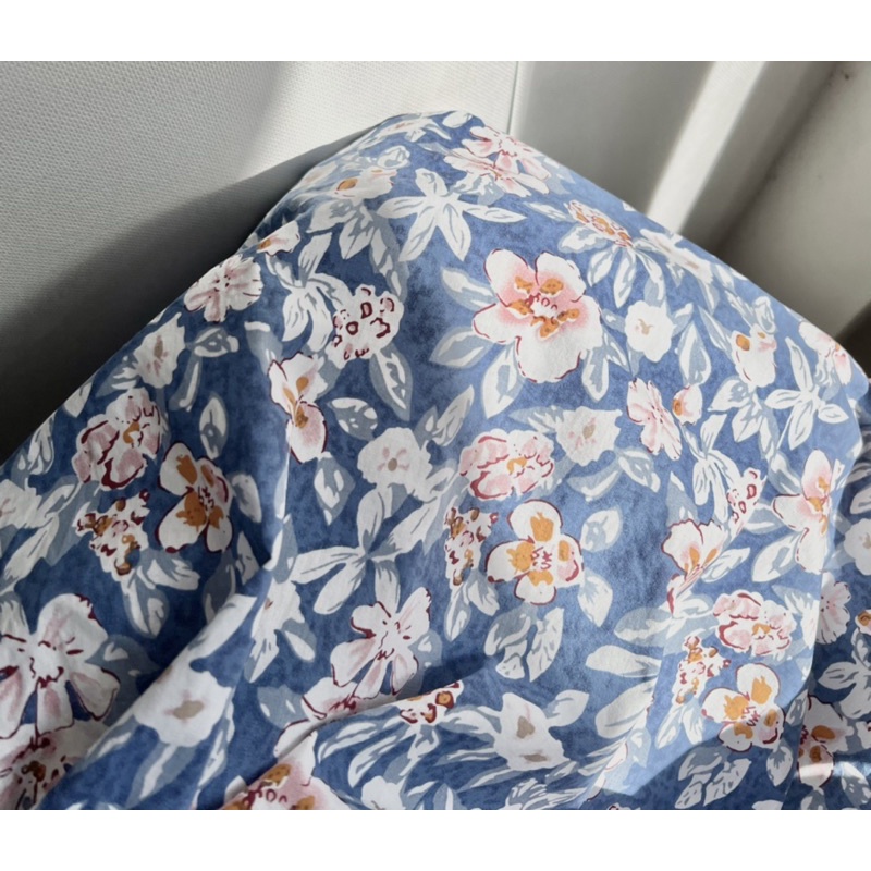 HERS -  Đầm babydoll cotton xanh hoa trắng