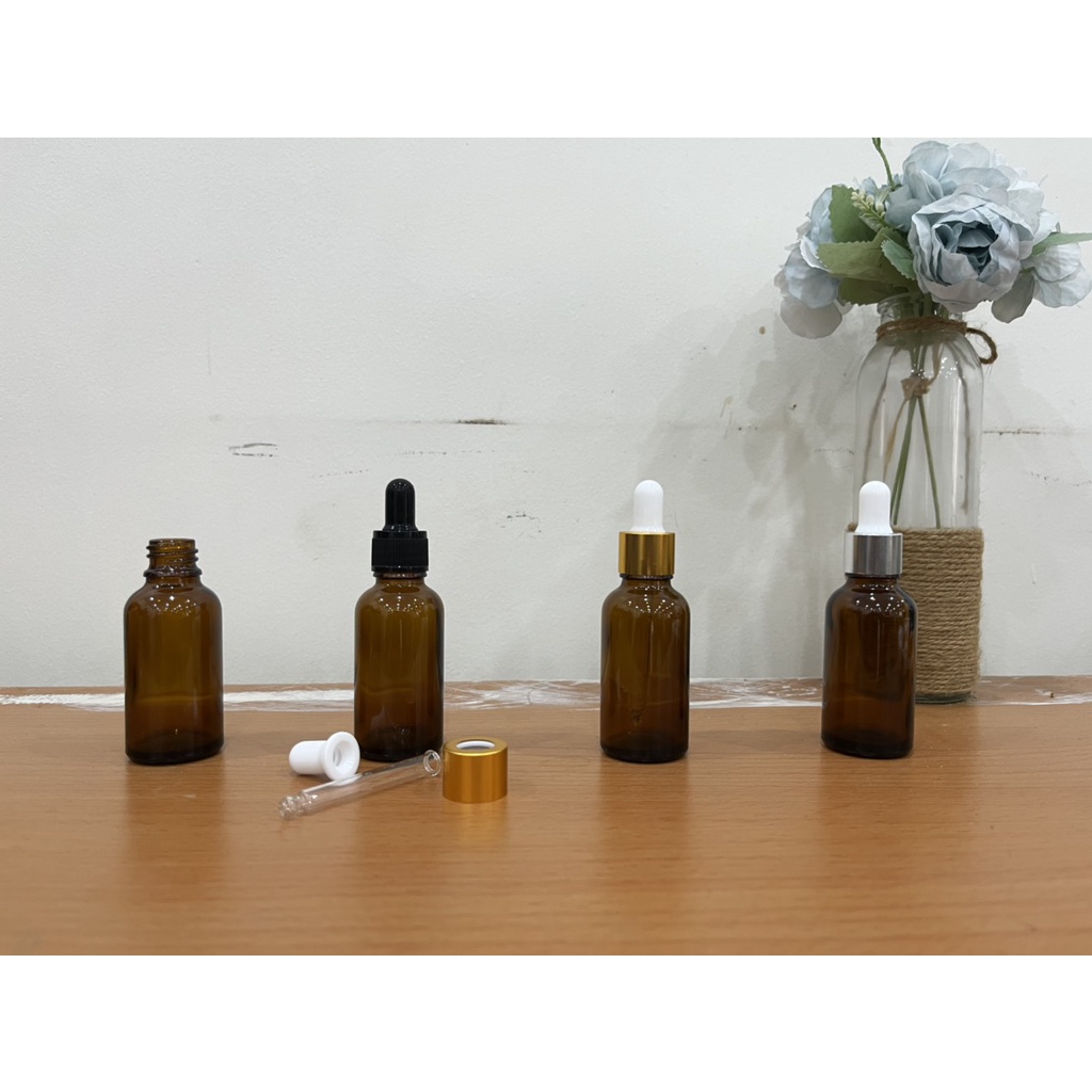 Chai Thủy Tinh NÂU NẮP BÓP Đựng Serum, Tinh Dầu 10ml//20ml/30ml/50ml