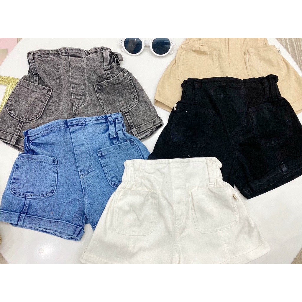 Quần short bé gái, quần đùi jean 3 cúc cáp cao sành điệu cho bé size 20-32kg