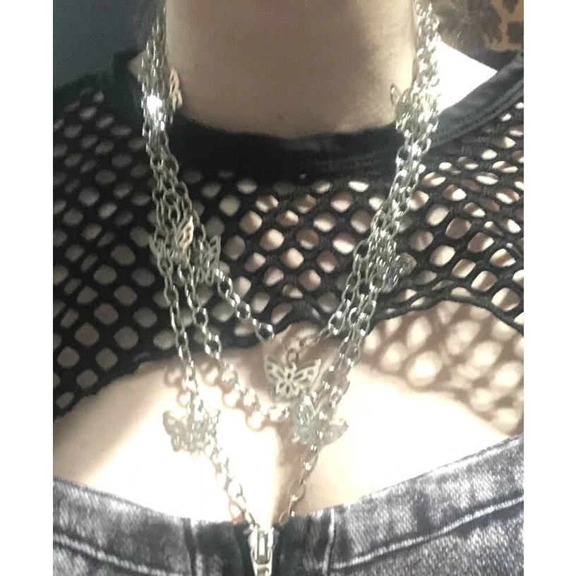 SmileFairyCC【COD &amp; Hàng Có Sẵn】Túi Đeo Hông Bằng Da Pu Phối Dây Xích Kim Loại Tua Rua Hình Bướm Phong Cách Punk Hip Hop