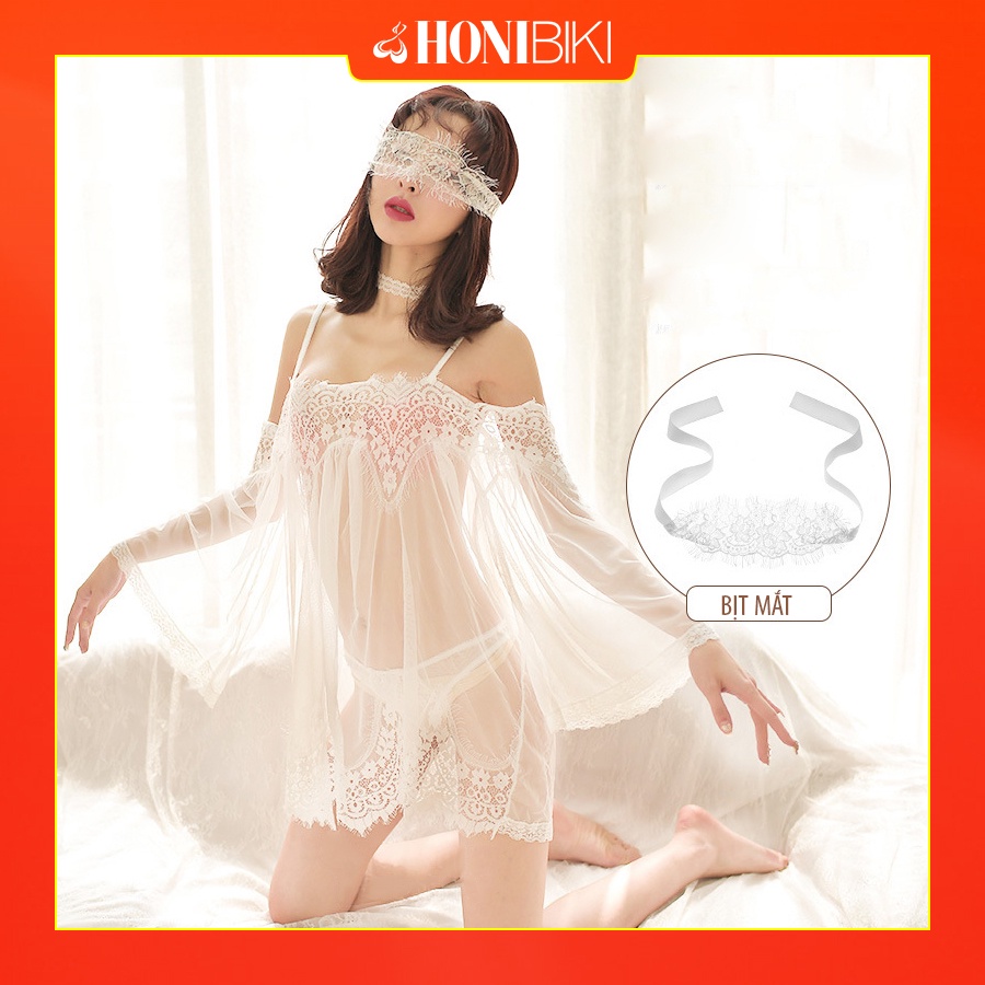 Váy ngủ sexy lông mi ren khâu lưới dây dành cho nữ HONIBIKI Mã VN01 | BigBuy360 - bigbuy360.vn