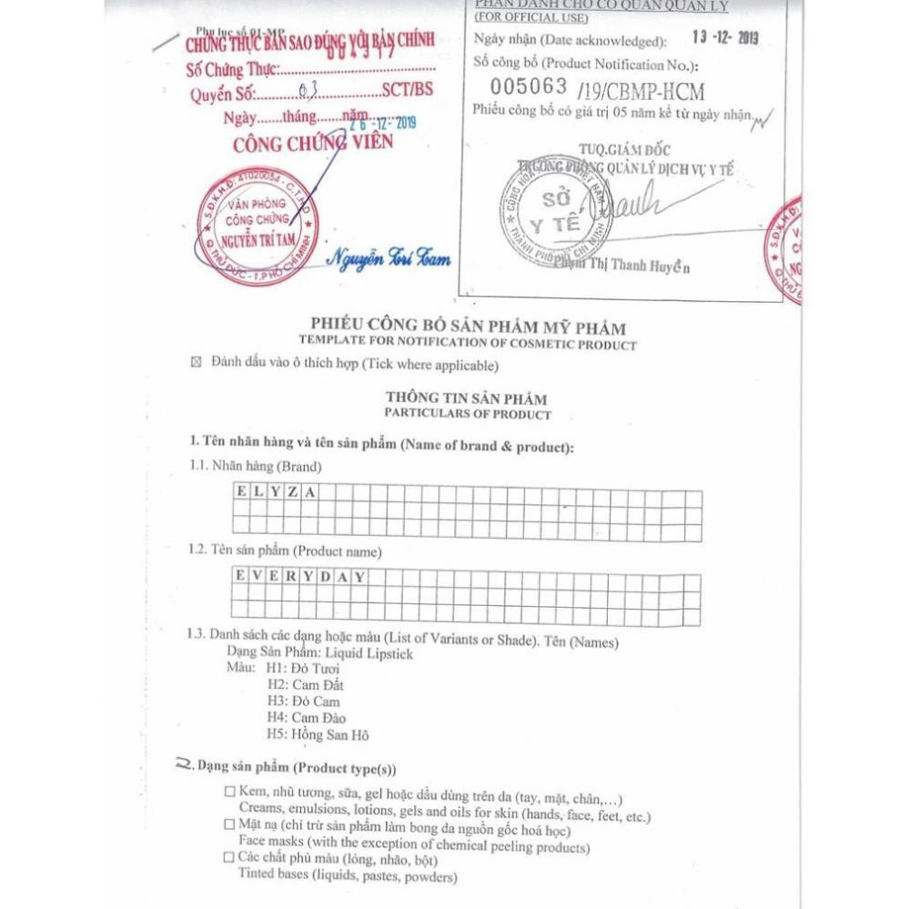 Son Kem Lì Elyza Queen Hương Thị Siêu Mềm Mịn Môi  - 5 Màu | BigBuy360 - bigbuy360.vn