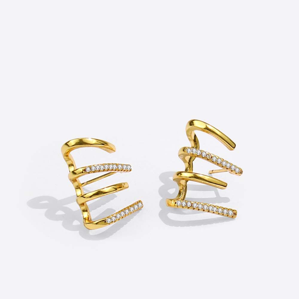 Bông tai hình chữ C nhiều lớp phong cách Hàn Quốc đơn giản thời trang cho nữ