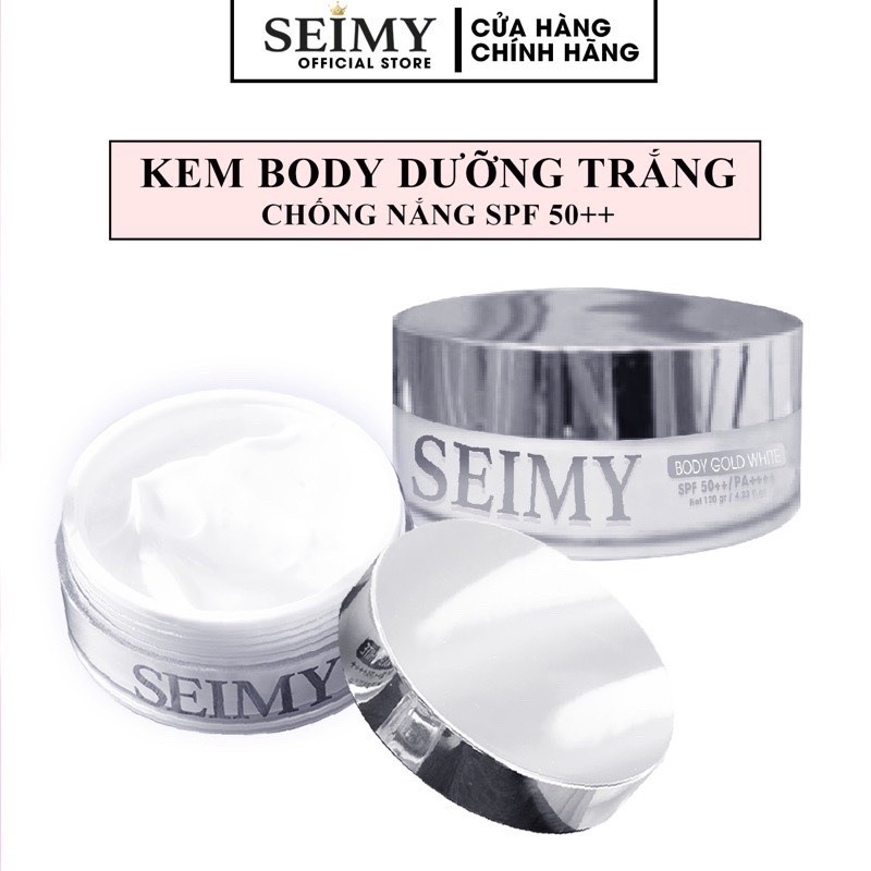 Kem Body Dưỡng trắng chống nắng Seimy - Body Gold White SPF 50+ bật tông dưỡng da, dưỡng ẩm da và bảo vệ body an toàn