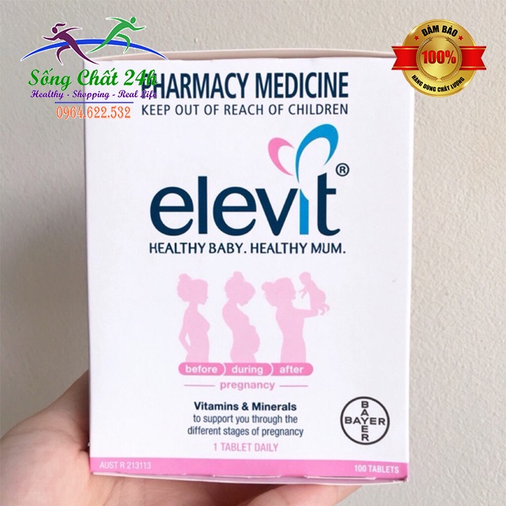 Viên Uống Vitamin Tổng Hợp Elevit Cho Bà Bầu Úc 100 Viên - Sống Chất 24h