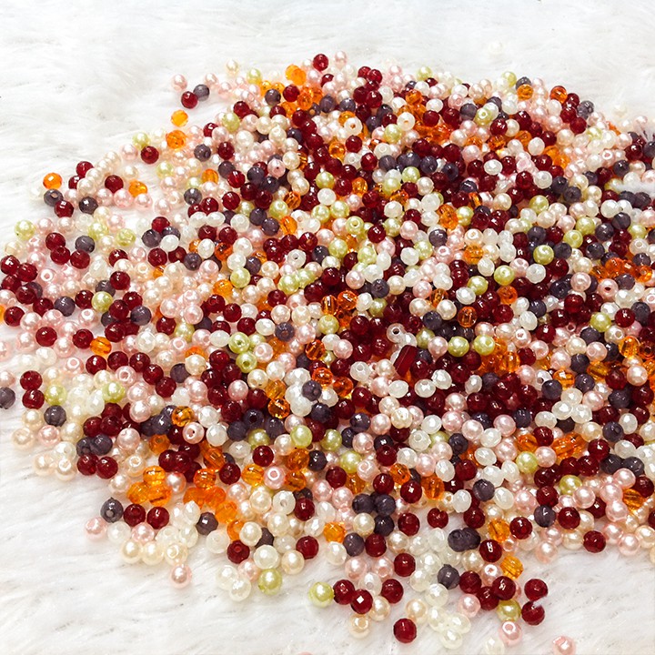 300 hạt cườm nhựa tròn 4li cườm hoa mai làm vòng tay trang trí handmade nhiều màu dễ thương