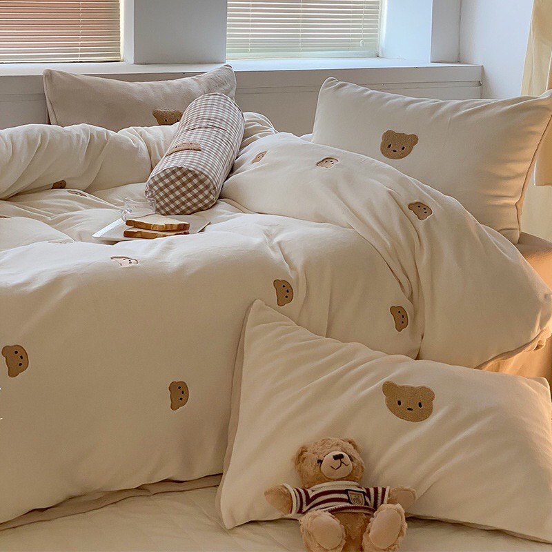 Bộ Chăn Ga Gối Gấu Nỉ Nhung Hàn Quốc Baby Dreams