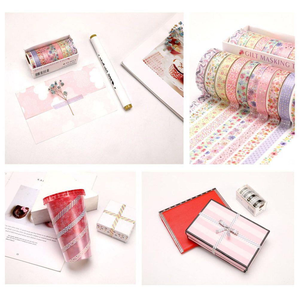 Bộ 10 Cuộn Băng Keo Washi Chất Lượng Cao Dùng Trang Trí Sổ Tay DIY