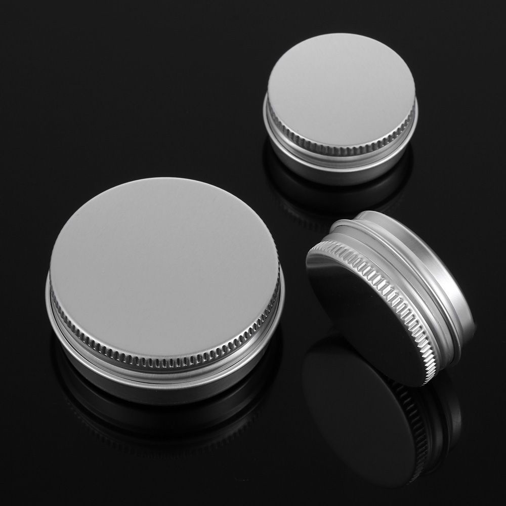 LAKAMIER Empty Aluminium Bottles Cosmetic Pot Jar Reusable Tin Container Makeup Storage Sample Packaging Can Silver Small Oil Wax Box