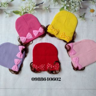 Mũ len tóc giả cho bé