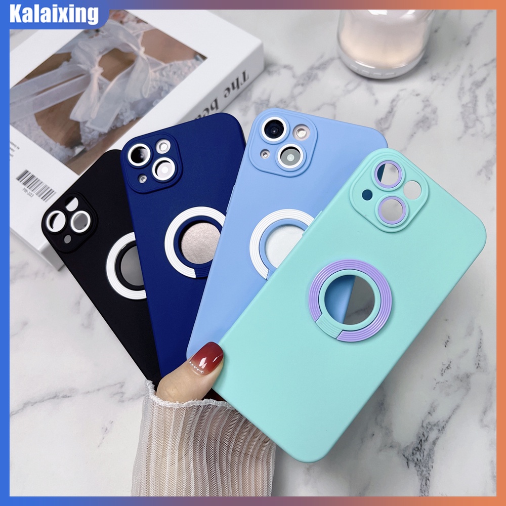 Ốp Điện Thoại Mềm Màu Macaron Có Giá Đỡ Ẩn Cho iPhone 13 Pro Max 12 Pro 11 Pro Max X Xs Max Xr