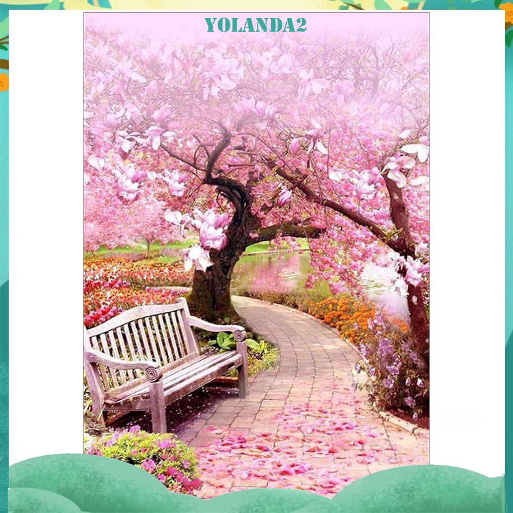 Bộ Tranh Đính Đá Tự Làm Kèm Phụ Kiện Hình Cây Đào Ấn Tượng