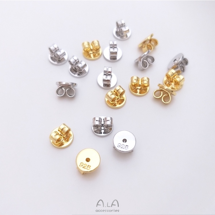 💖Trang sức DIY phụ kiện💖Nút Bịt Tai Màu Sắc Mạ Vàng Trắng 18K S925 Cao Cấp