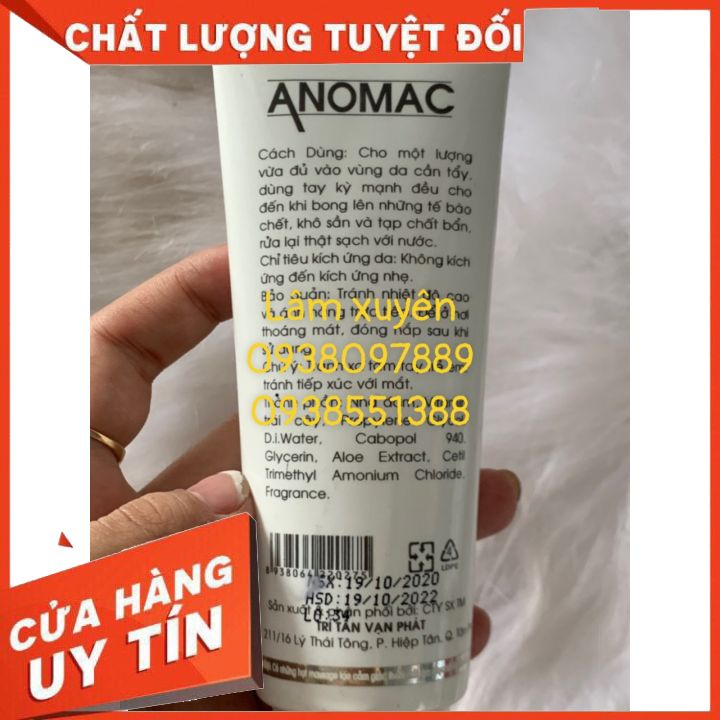 Kem tẩy tế bào chết Anomac TvFFREESHIPtẩy nhẹ mụn cám, khô sần ,da chết phục hồi da trắng hồng, ngăn ngừa nám sạm da