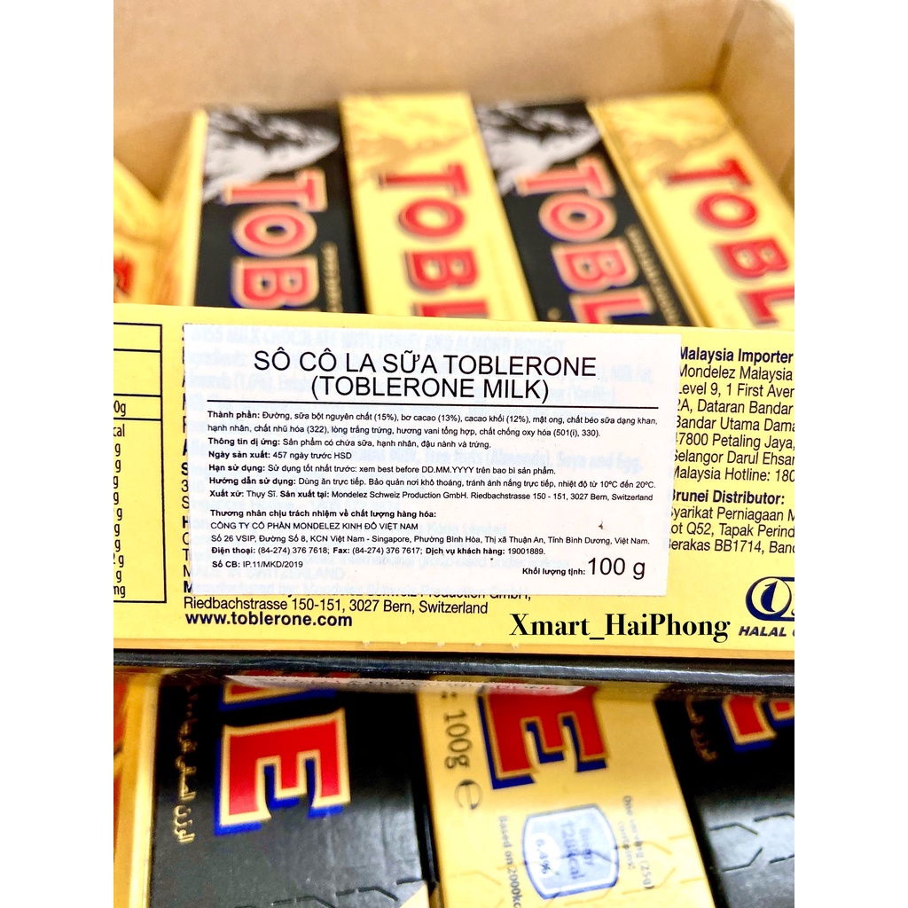 Chocolate Toblerone Vị Mật ong Và Hạnh Nhân - Thụy Sĩ 100gr/Socola Toblerone Thụy Sĩ