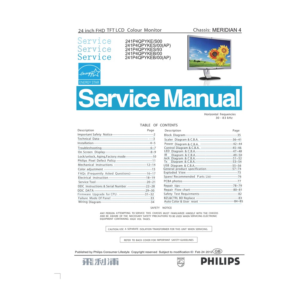 Hướng dẫn sửa chữa và sơ đồ màn Dell UltraSharp 241P4QPYKE_S00