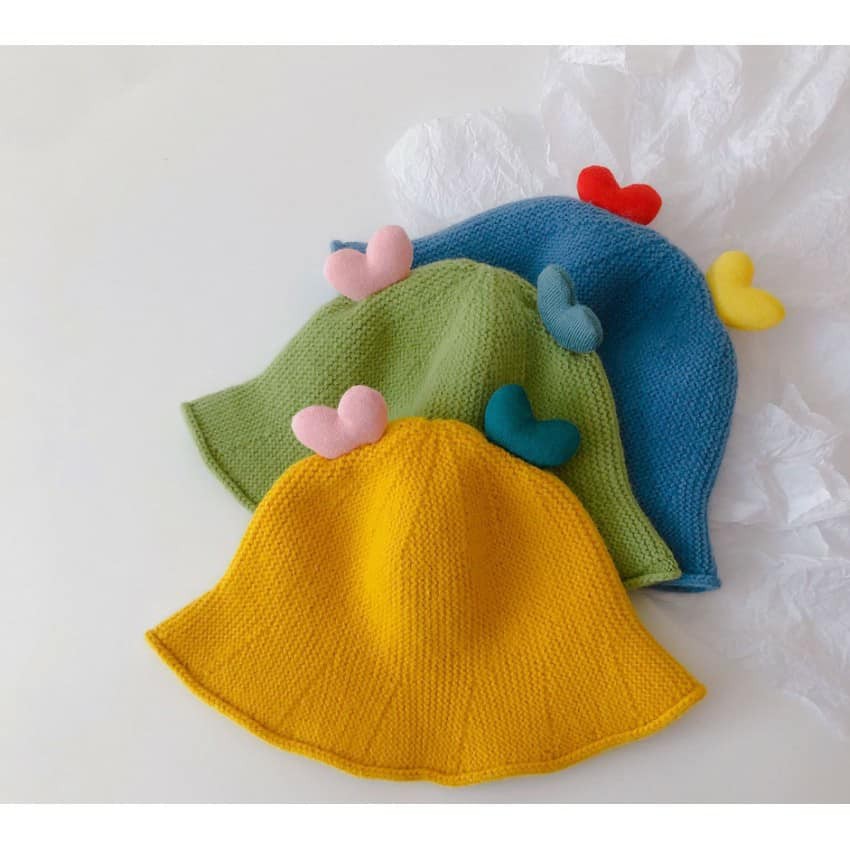 Mũ len hình 2 trái tim cho bé GÁI - TRAI 8 Tháng - 3 Tuổi