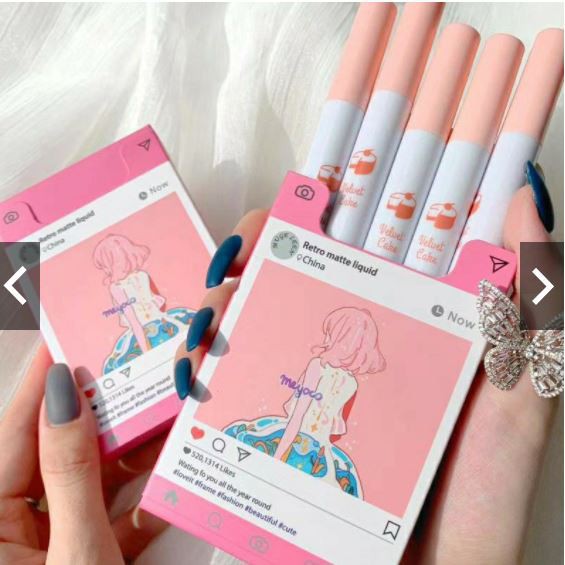 Set 5 son kem cổ trang siêu lì mịn đẹp cô gái Mugeleen pink smoke son nội địa trung | WebRaoVat - webraovat.net.vn