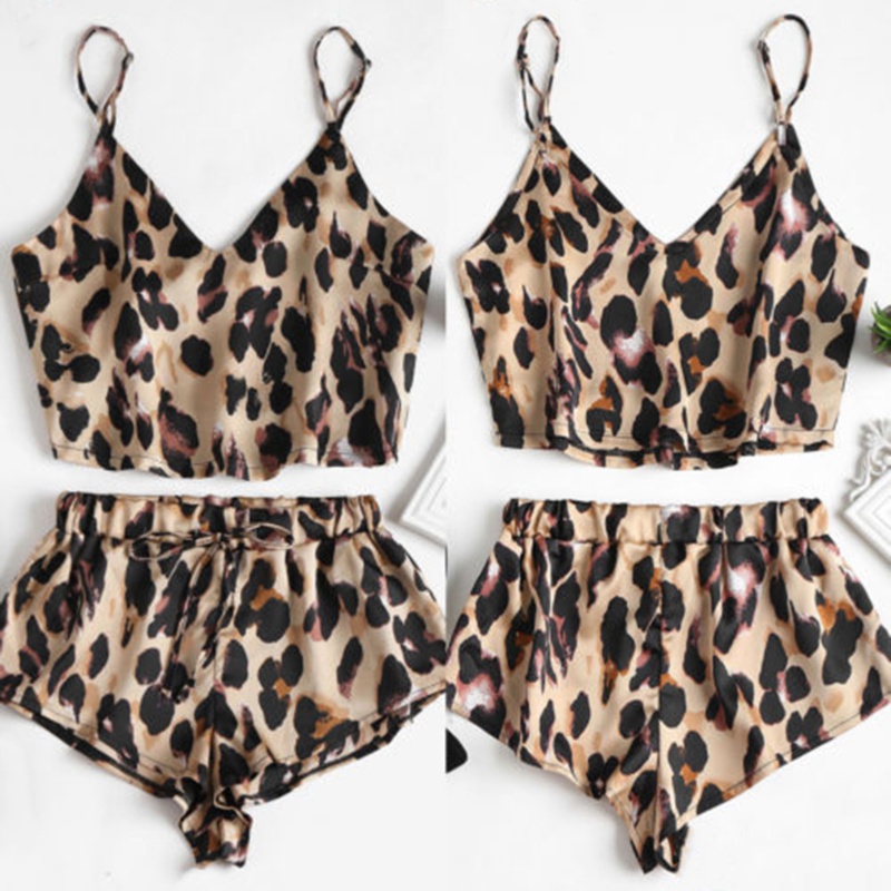 Sexy Leopard suspender loose large women's summer thin underwear home clothes two-piece set | BigBuy360 - bigbuy360.vn