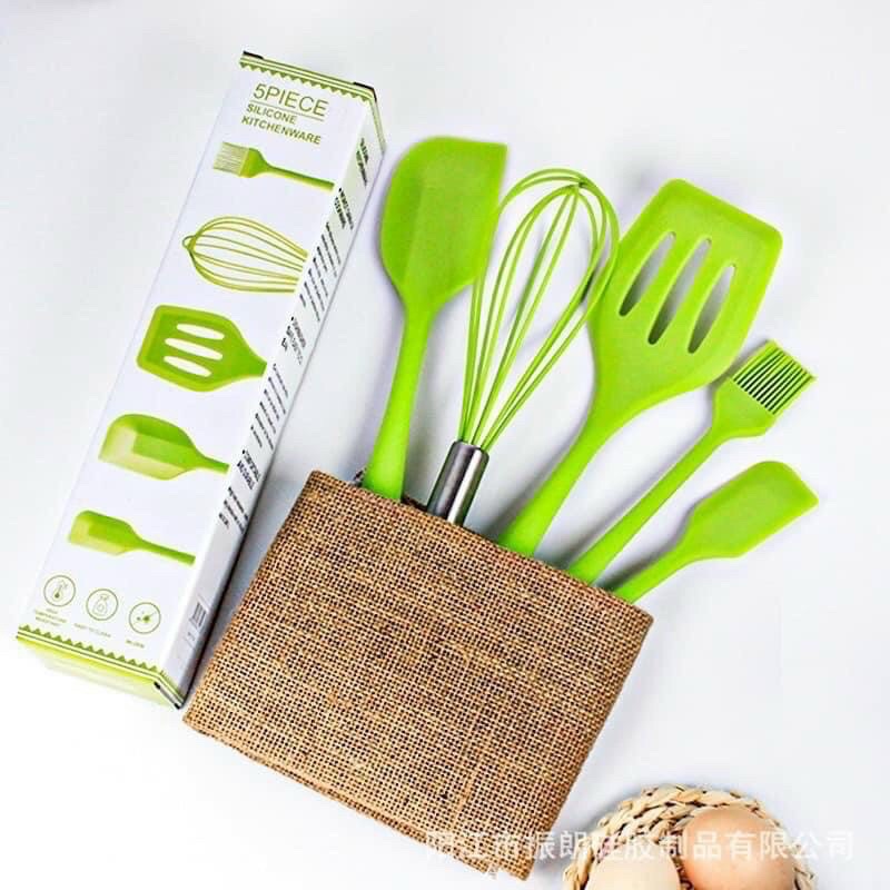 Bộ Dụng Cụ Làm Bánh, Dụng Cụ Nấu Ăn 5 Chi Tiết Siêu Tiện Lợi, Chất Liệu Silicone Cao Cấp