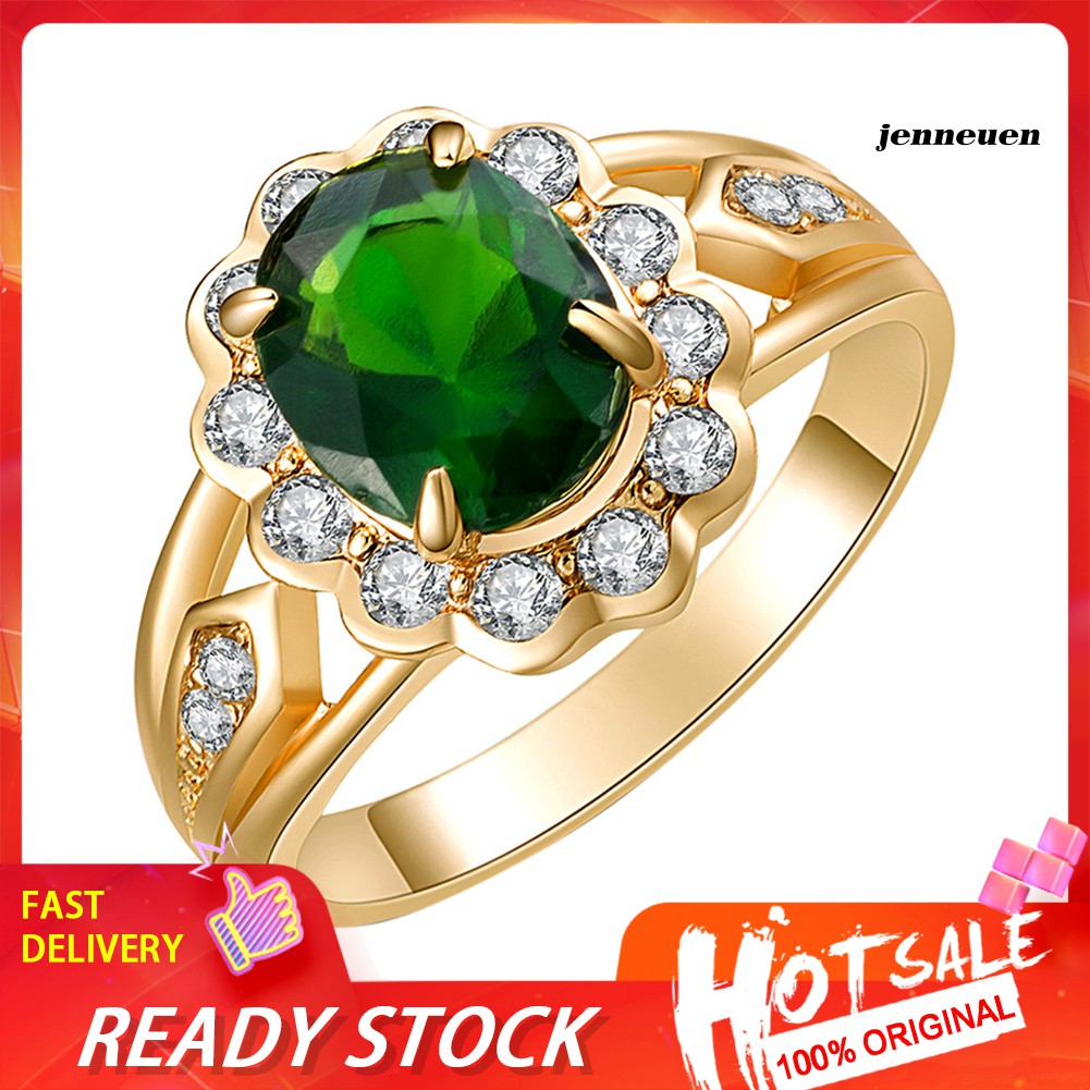 Nhẫn Đính Đá Lục Bảo Phong Cách Cổ Điển Thời Trang Cho Nữ