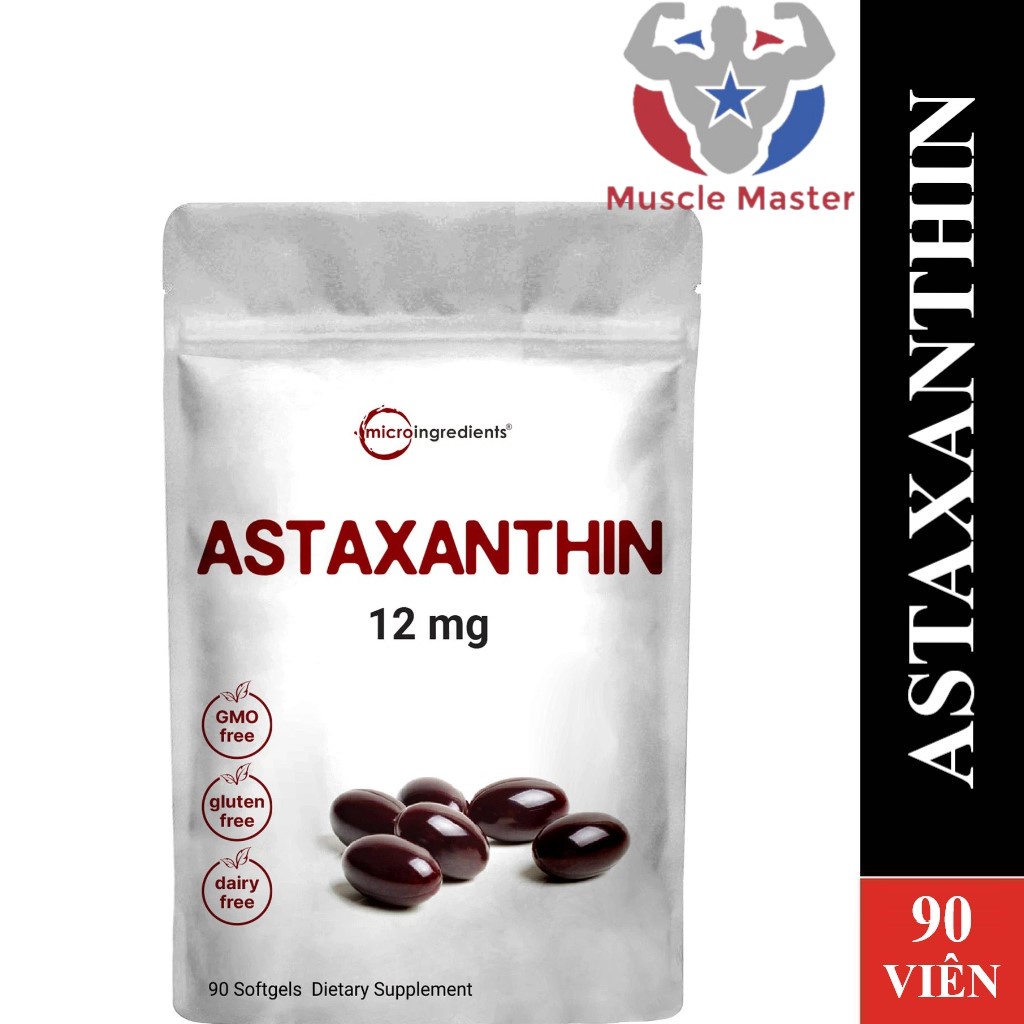 Thực Phẩm Bổ Sung Tăng Sức Đề Kháng, Chống Oxy Hóa Micro Ingredients Astaxanthin 12mg 90 Viên