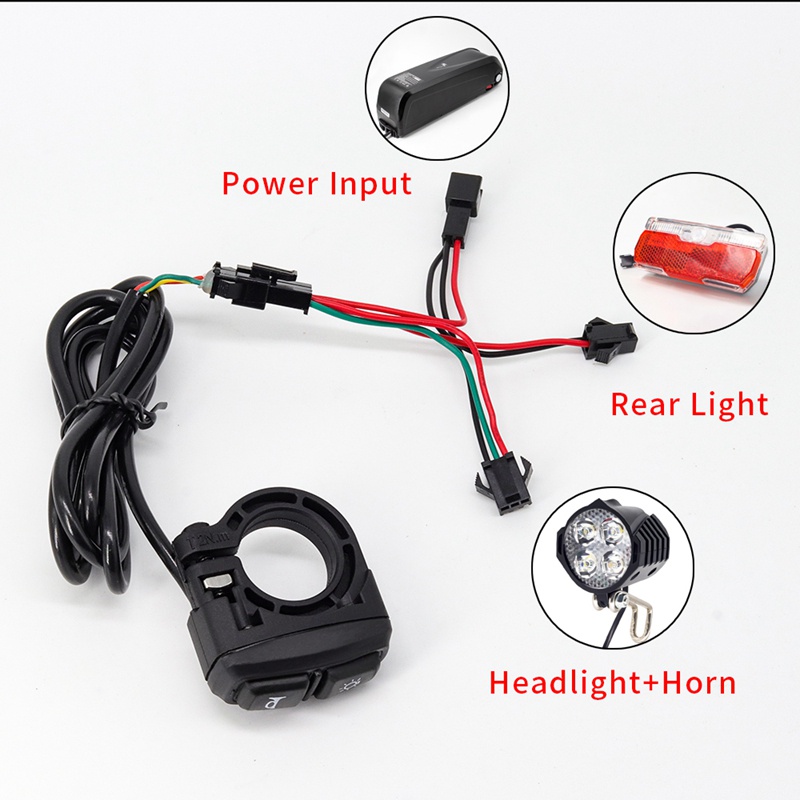 Bộ Đèn Pha Trước Và Sau Xe Đạp Điện 36V 48V 60V Tích Hợp Loa E-Bike