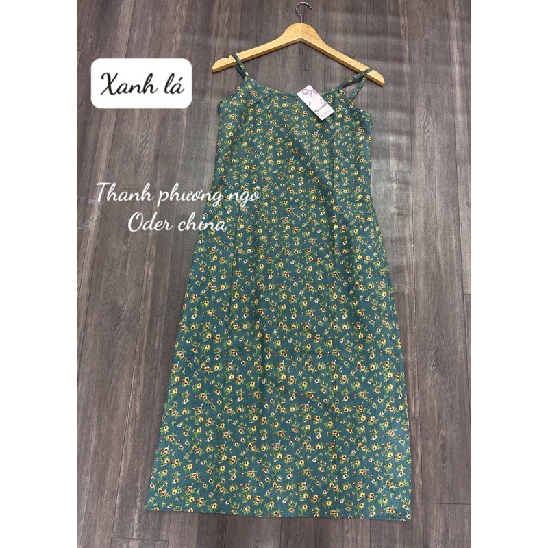 Váy 2 dây hoa nhí vintage dáng dài chất liệu nhung tăm / hàng có sẵn | BigBuy360 - bigbuy360.vn