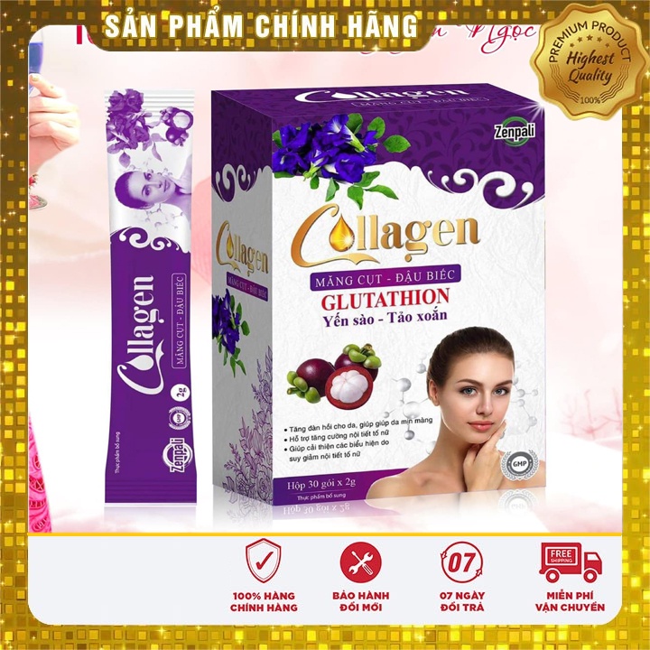 [Chính Hãng] collagen zenpali măng cụt đậu biếc hỗ trợ làm đẹp da, collagen măng cụt đậu biếc zenpali