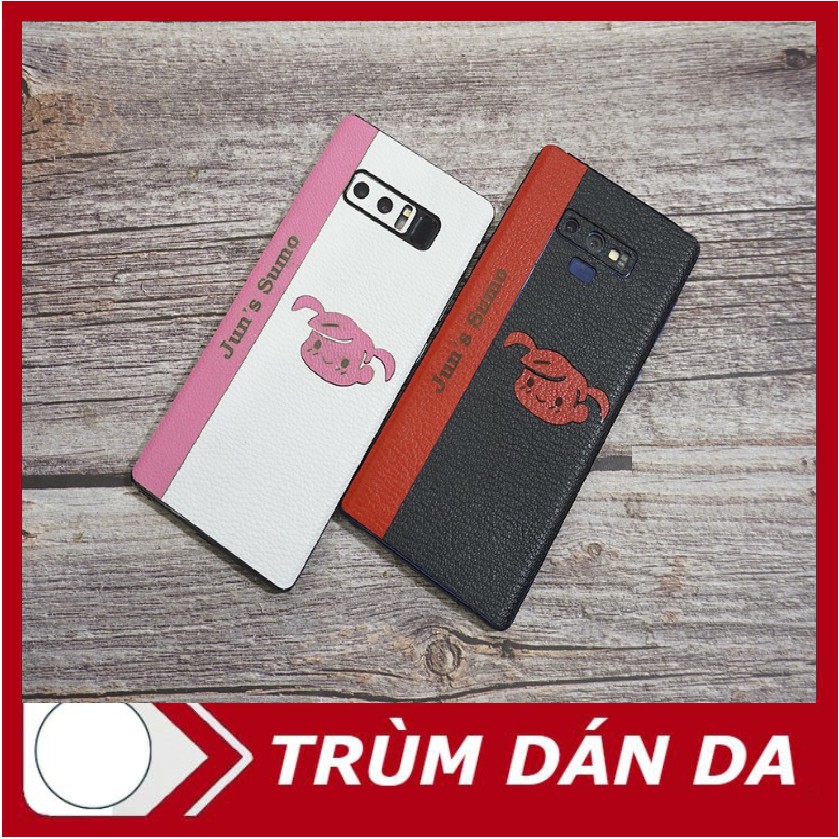 Miếng dán da Samsung Note 8 - 2 sọc - màu đen đỏ- khắc hình bé gái