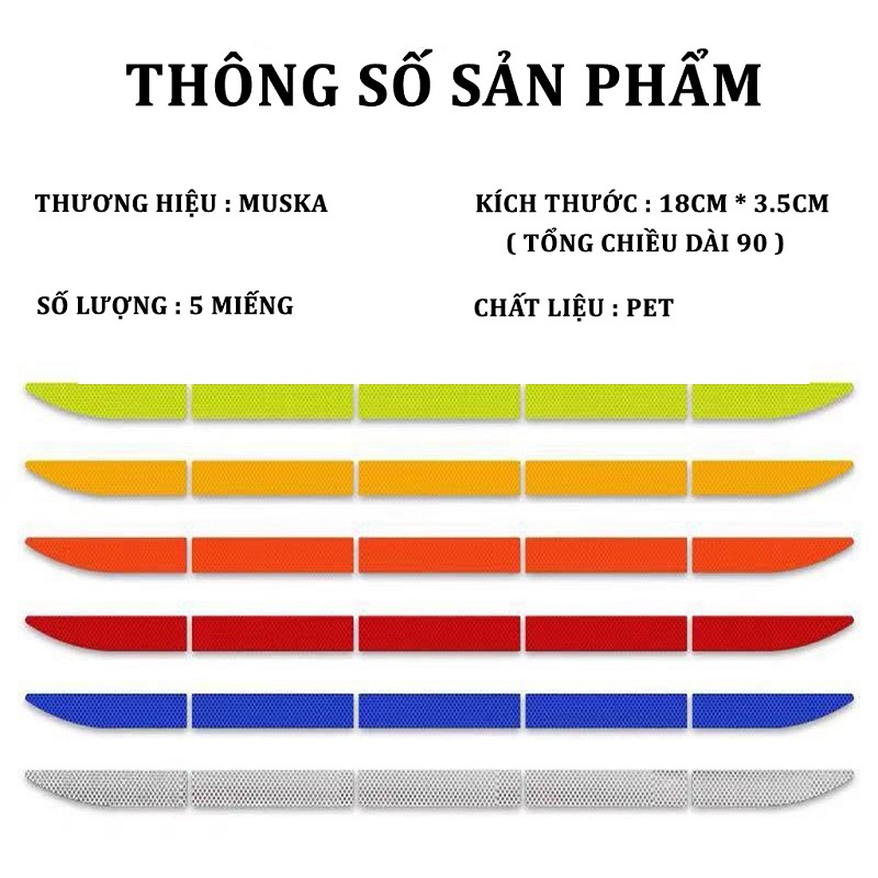Bộ 5 Miếng Dán Phản Quang Cảnh Báo Dán Đuôi Xe Ô Tô